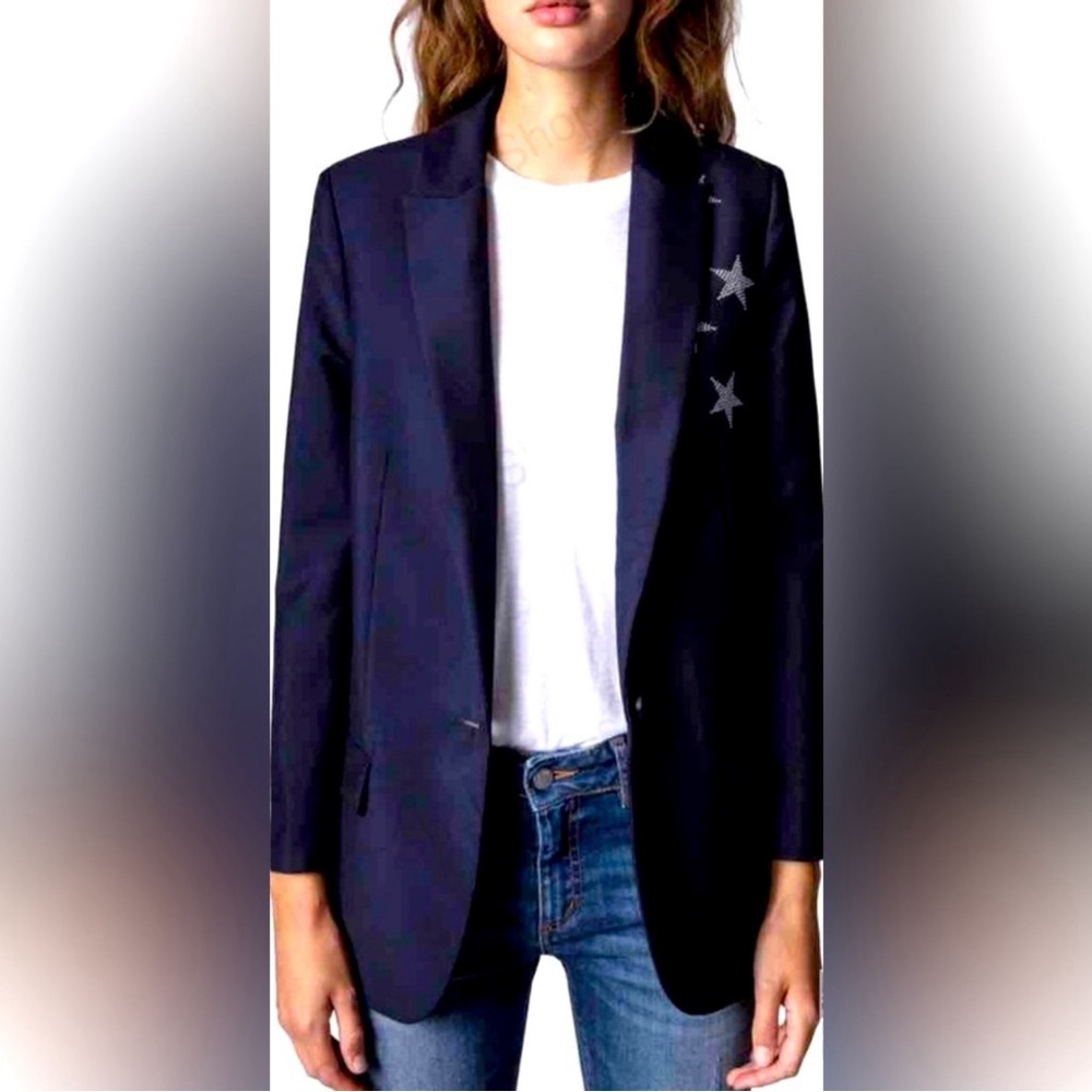 Zadig & Voltaire navy blazer with stars Sz 34